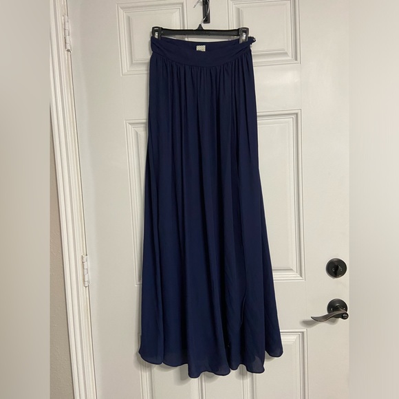 Hitherto | Skirts | M Hitherto Navy Drape Panel Maxi Skirt | Poshmark